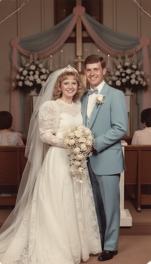 Retrato borroso de bisabuelos restaurado en alta definición usando IA