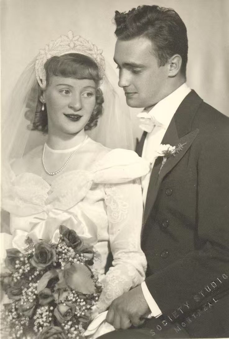 Black and white photo of a wedding couple